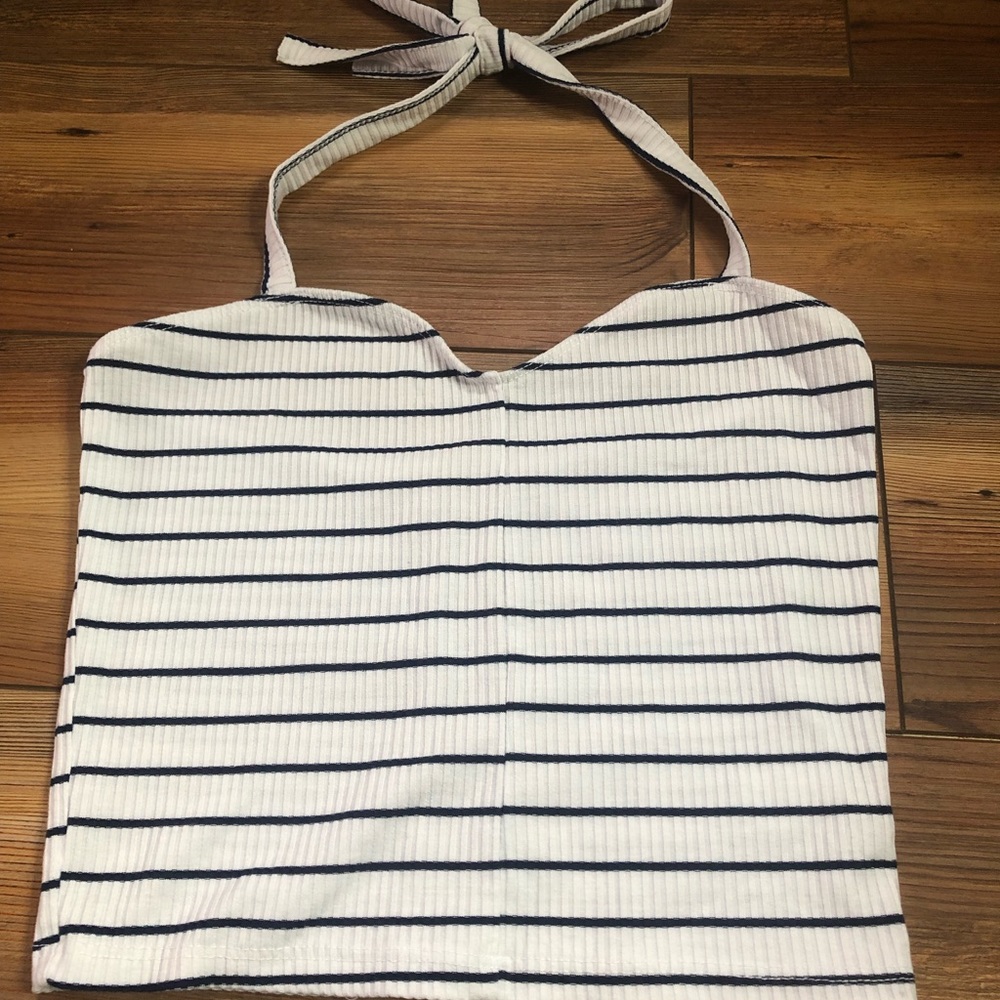 Pacsun Basics Cropped Striped Halter Tie Top Size Small